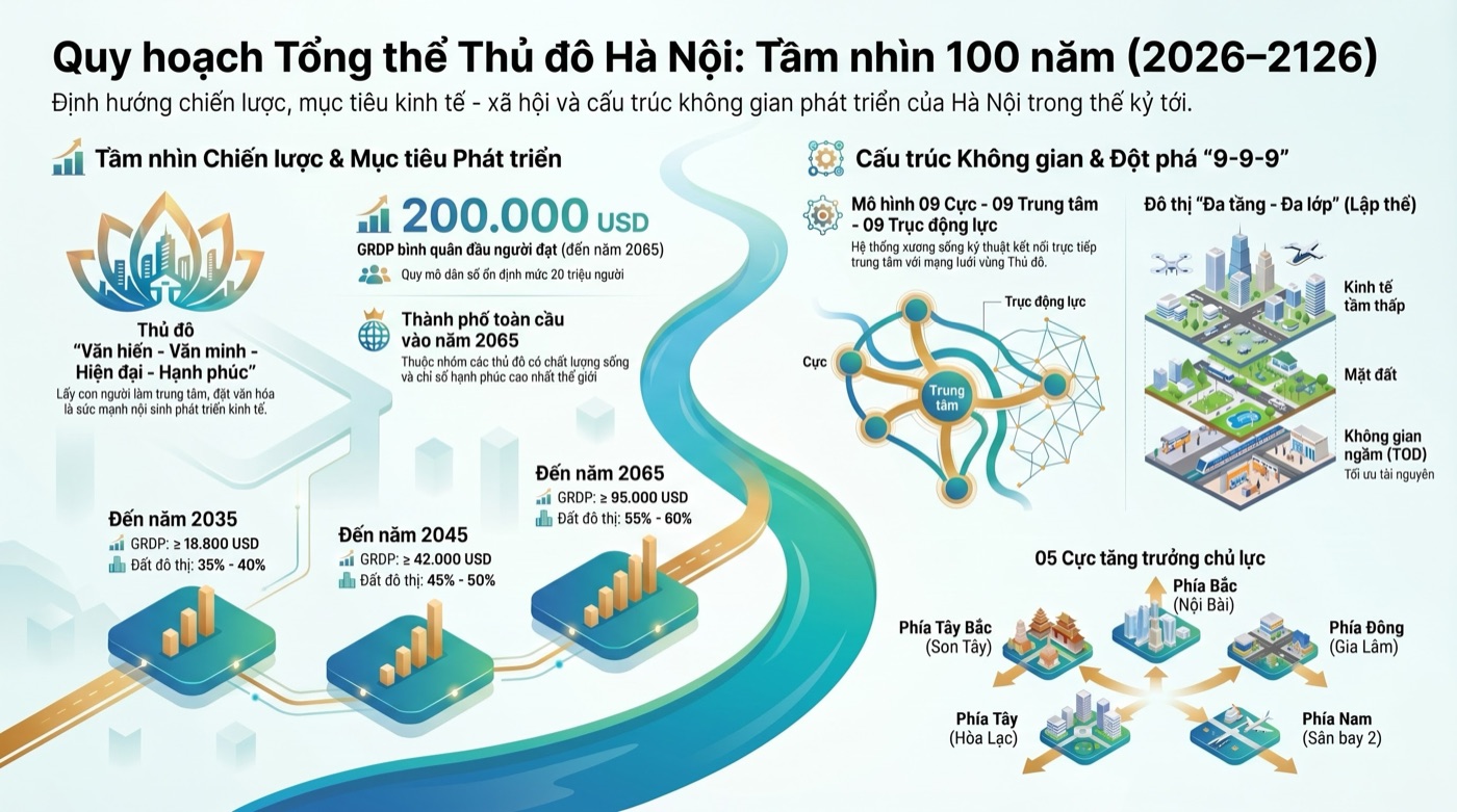 Bản đồ Quy hoạch tổng thể Thủ đô Hà Nội tầm nhìn 100 năm - QĐ 2512/QĐ-UBND